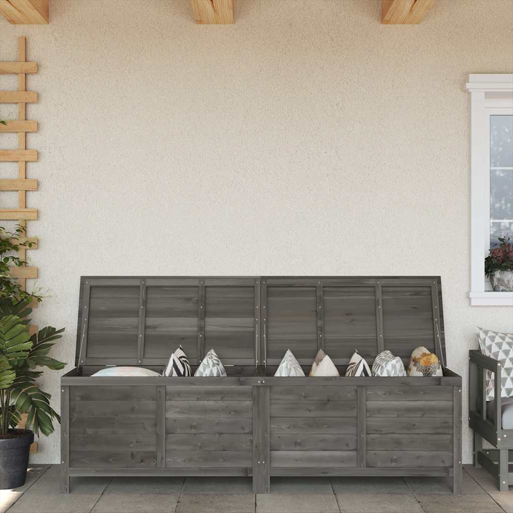 Garden Storage Box Anthracite 198.5x50x56.5 cm Solid Wood Fir