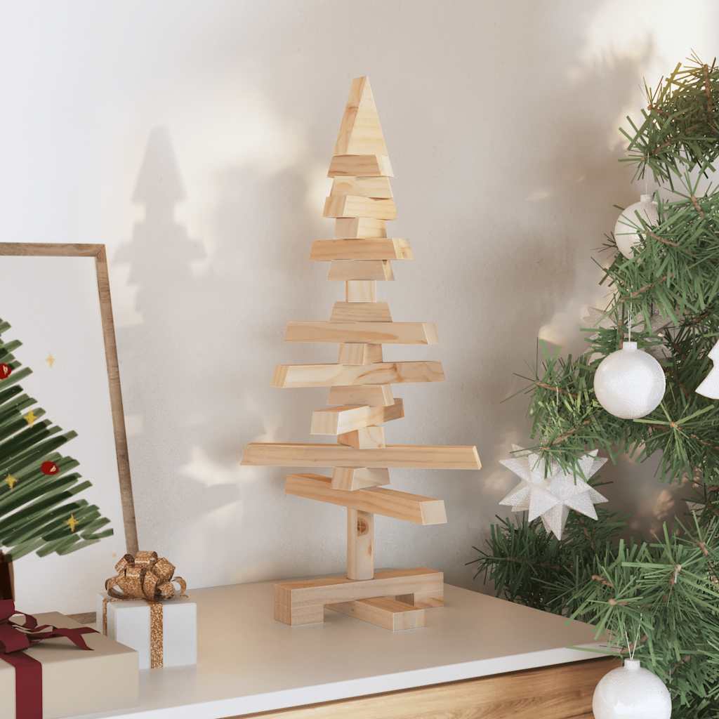 Wooden Christmas Tree Solid Pine Wood Natural with Unfinished