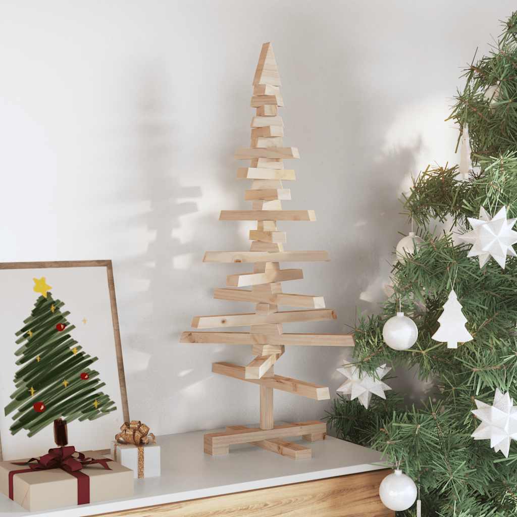 Wooden Christmas Tree Solid Pine Wood Natural with Unfinished