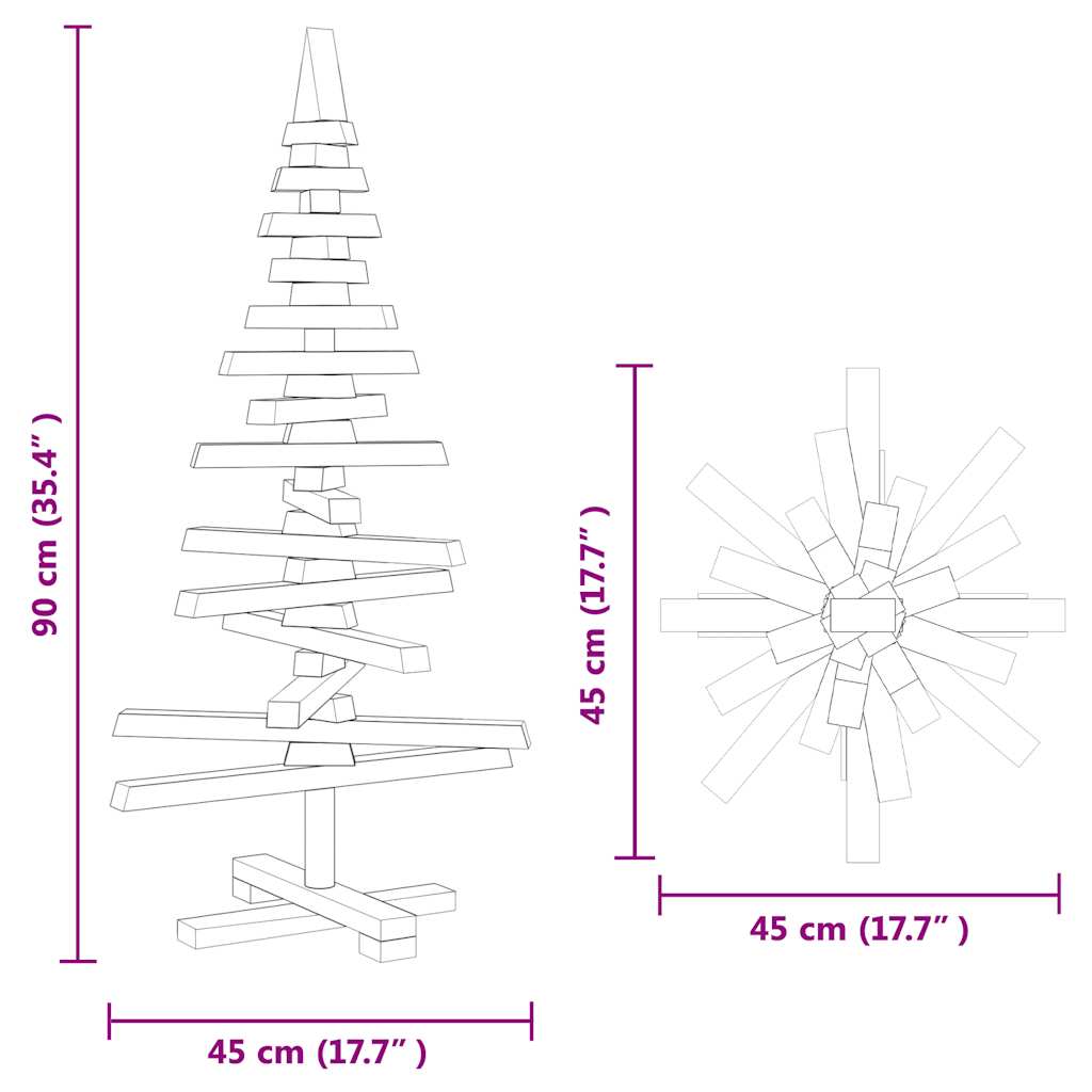 Wooden Christmas Tree Solid Pine Wood Natural with Unfinished