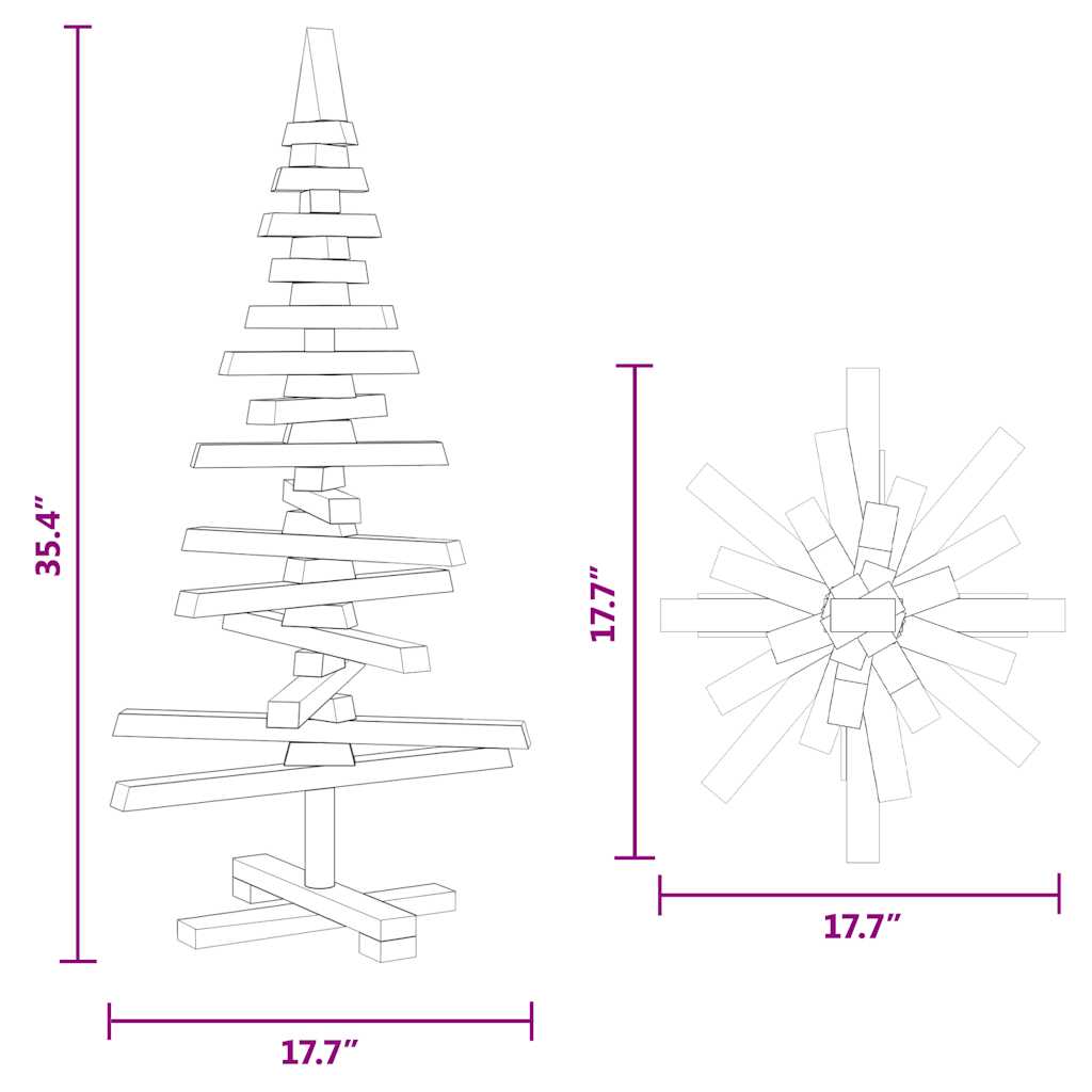 Wooden Christmas Tree Solid Pine Wood Natural with Unfinished