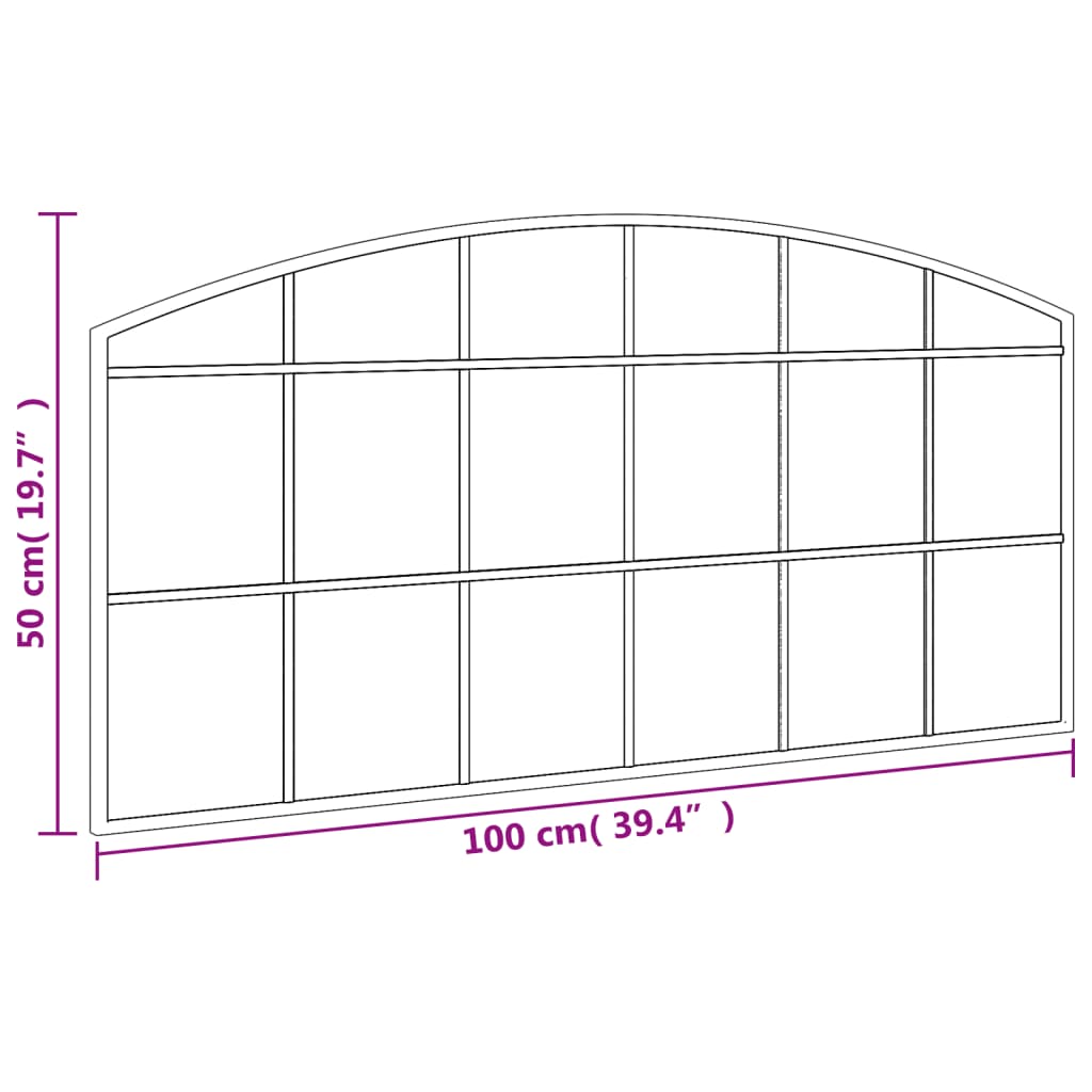 Wall Mirror Black 100x50 cm Arch Iron