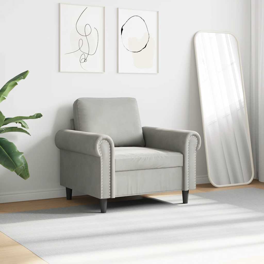 Sofa Chair Light Grey 60 cm Velvet