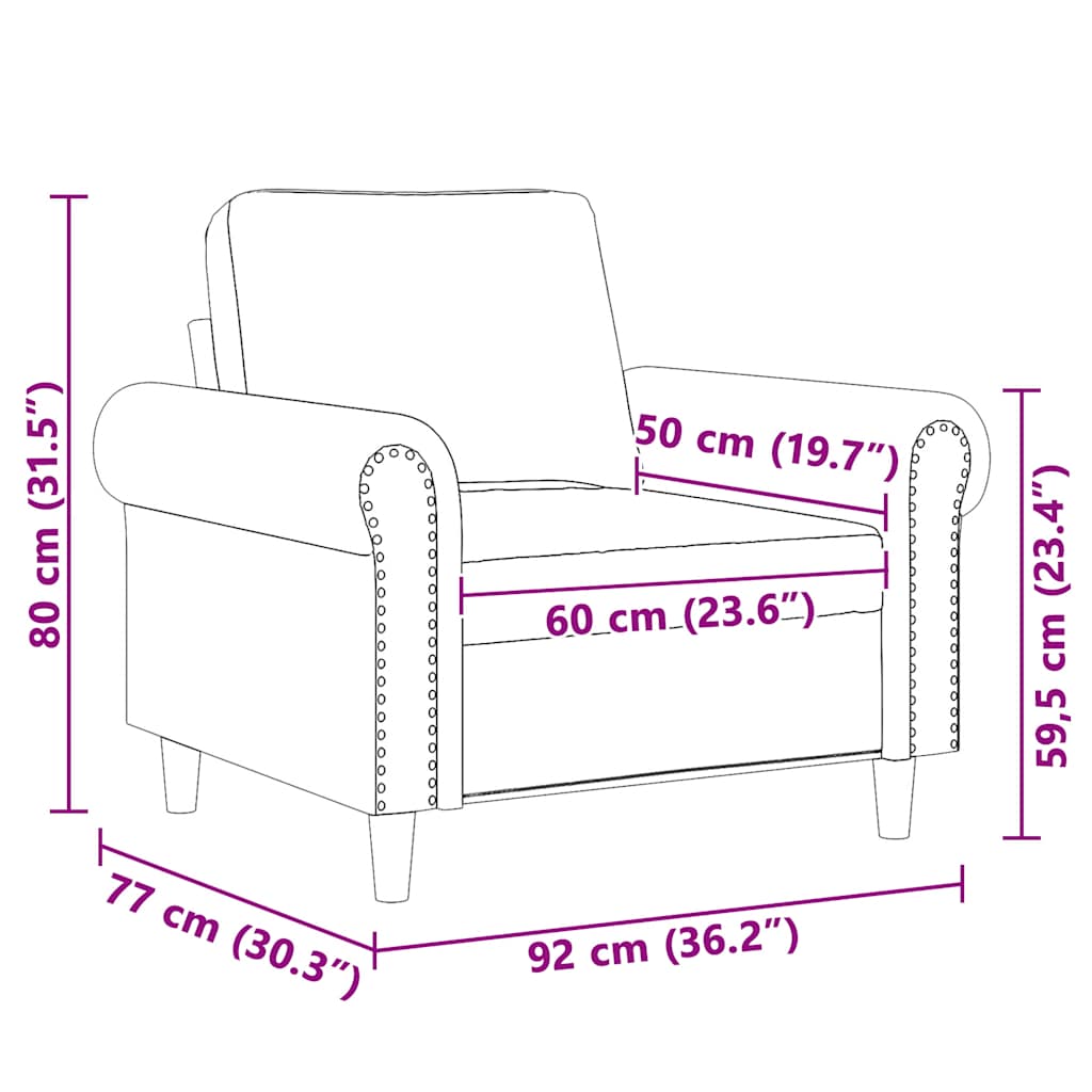 Sofa Chair Light Grey 60 cm Velvet