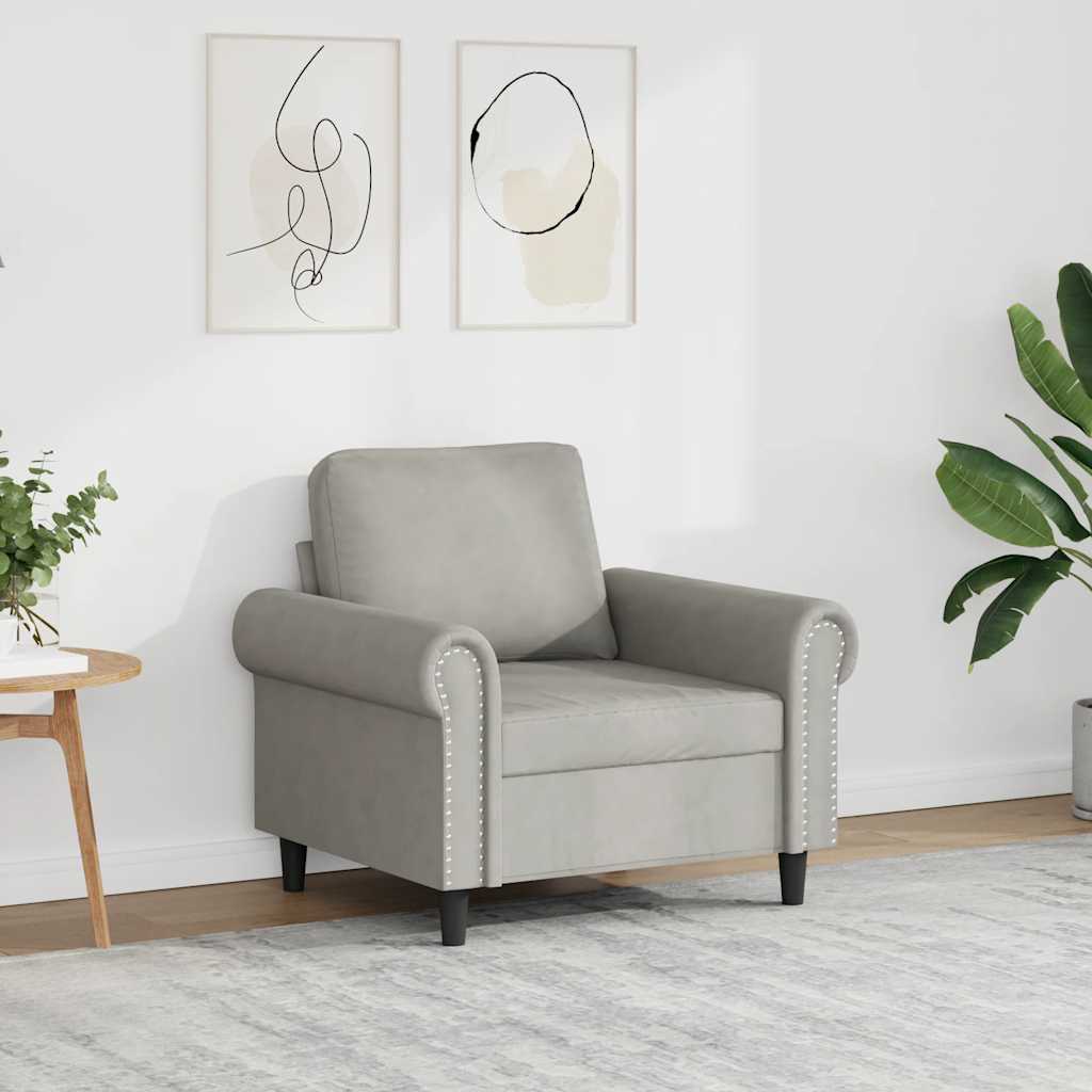 Sofa Chair Light Grey 60 cm Velvet