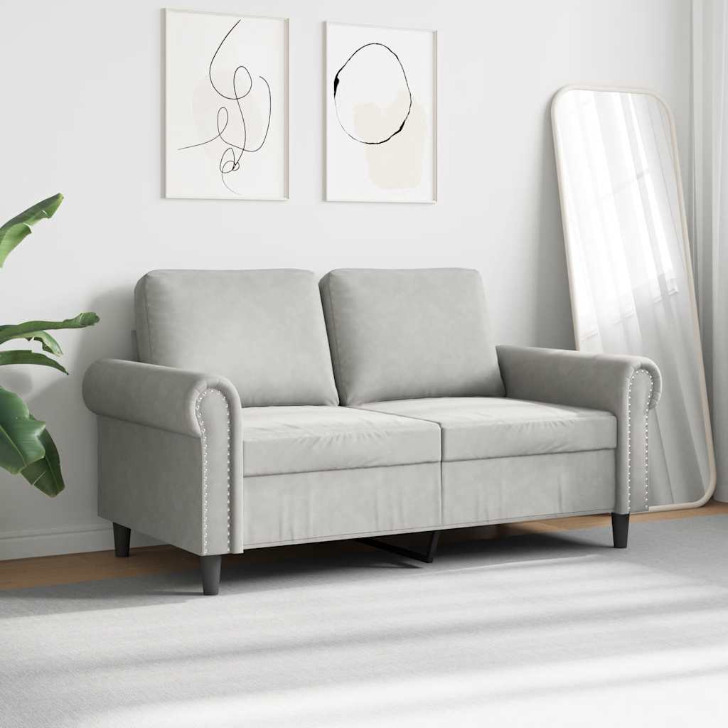 2-Seater Sofa Light Grey 120 cm Velvet