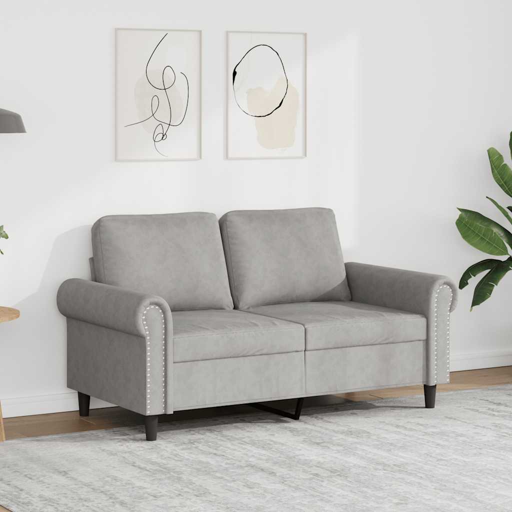 2-Seater Sofa Light Grey 120 cm Velvet