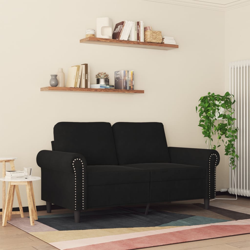 2-Seater Sofa Black 120 cm Velvet
