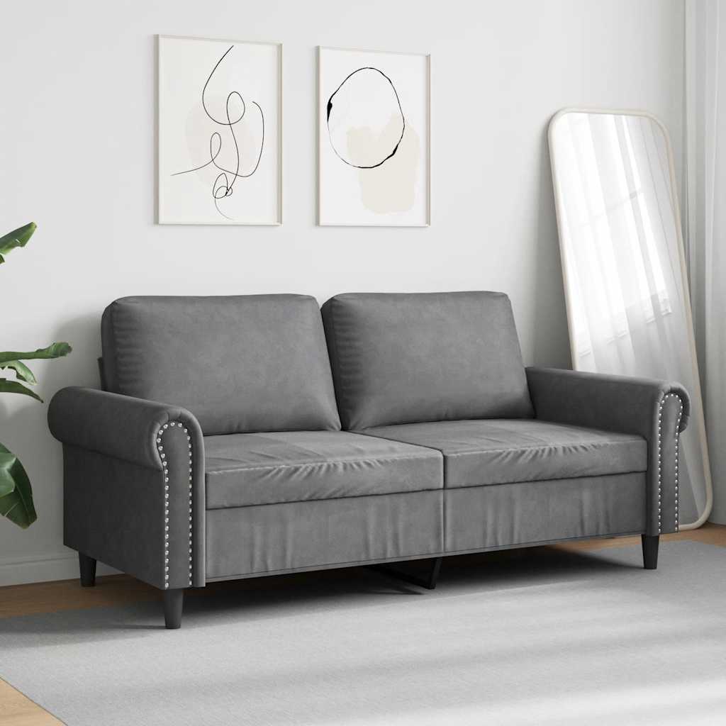 2-Seater Sofa Dark Grey 140 cm Velvet
