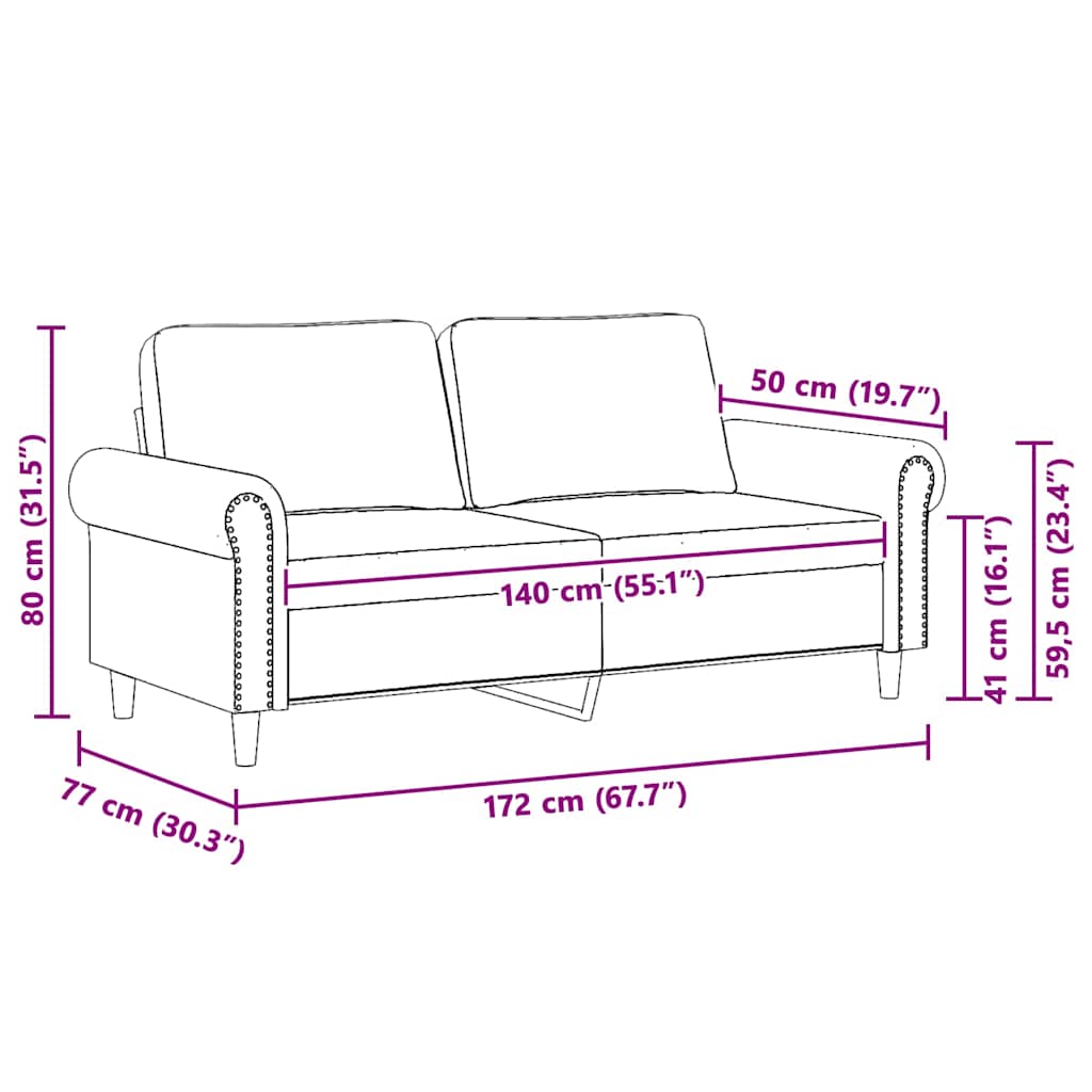 2-Seater Sofa Black 140 cm Velvet