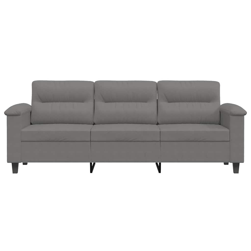 3-Seater Sofa Dark Grey 180 cm Microfibre Fabric