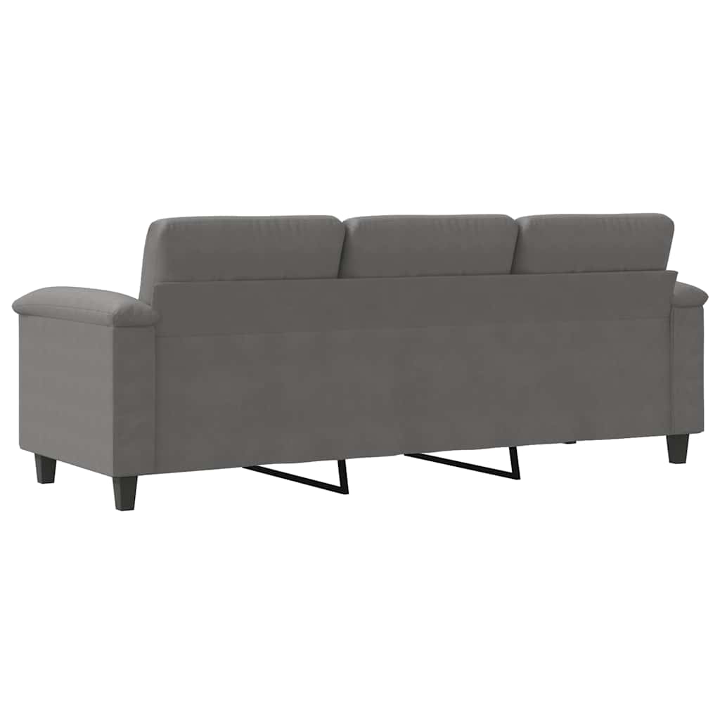 3-Seater Sofa Dark Grey 180 cm Microfibre Fabric