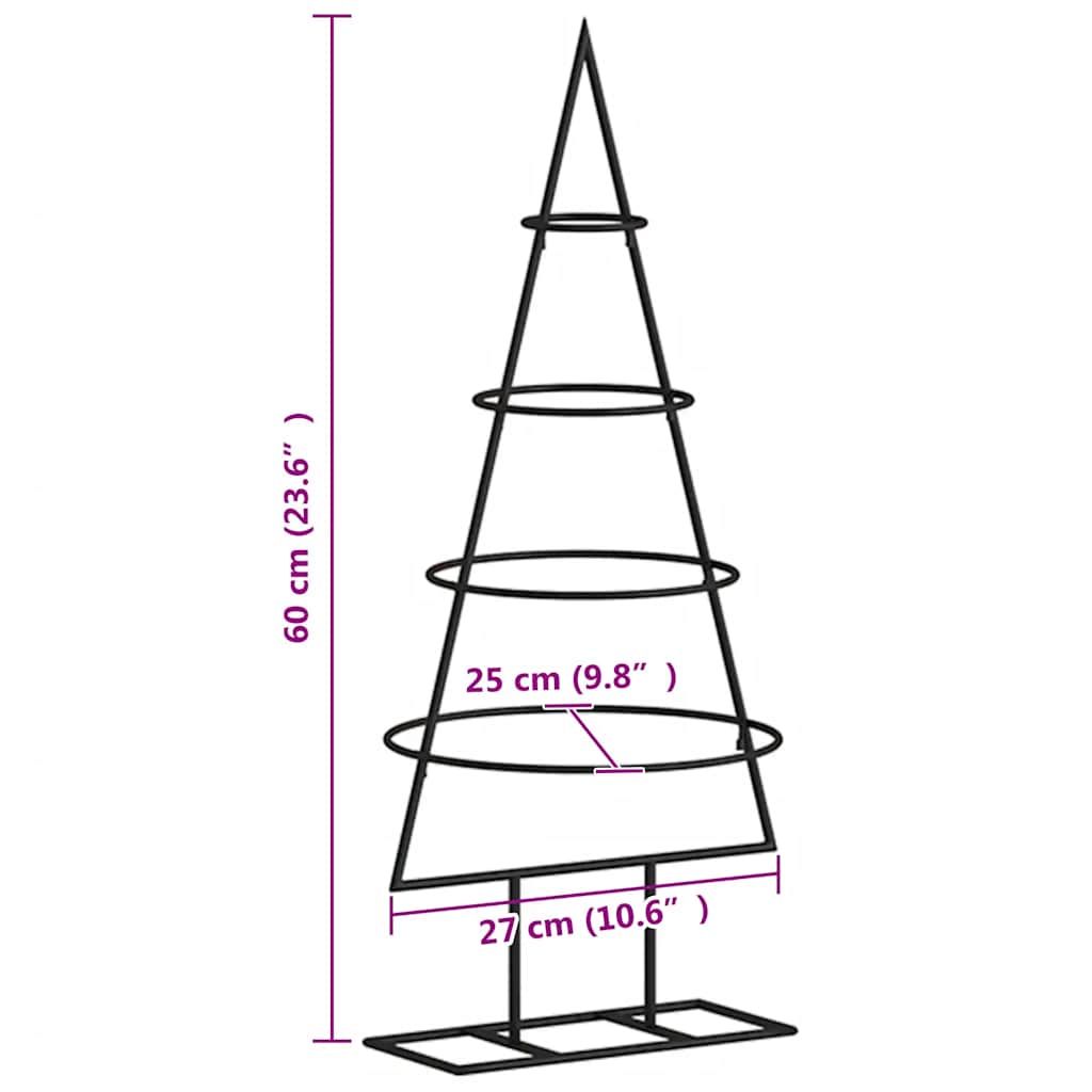 Metal Christmas Tree for Decoration Black 60 cm