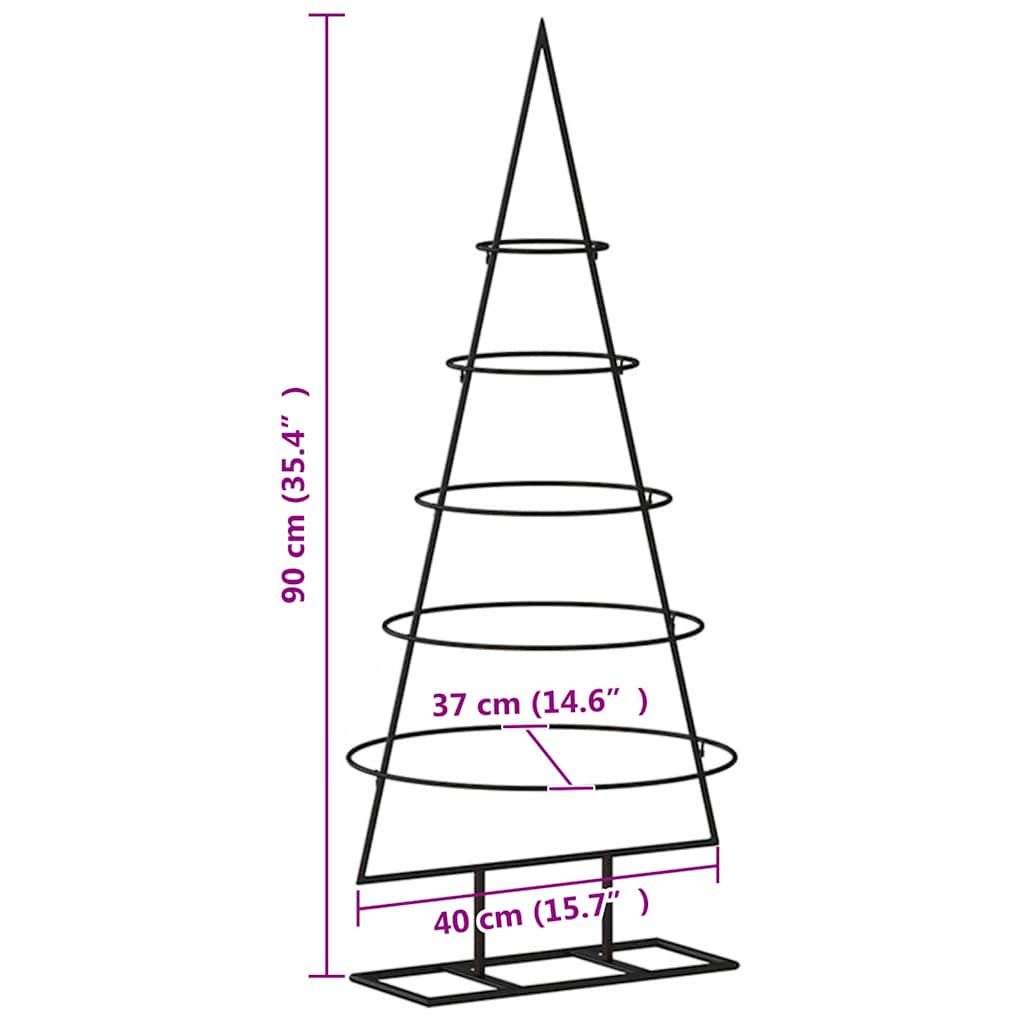 Metal Christmas Tree for Decoration Black 90 cm