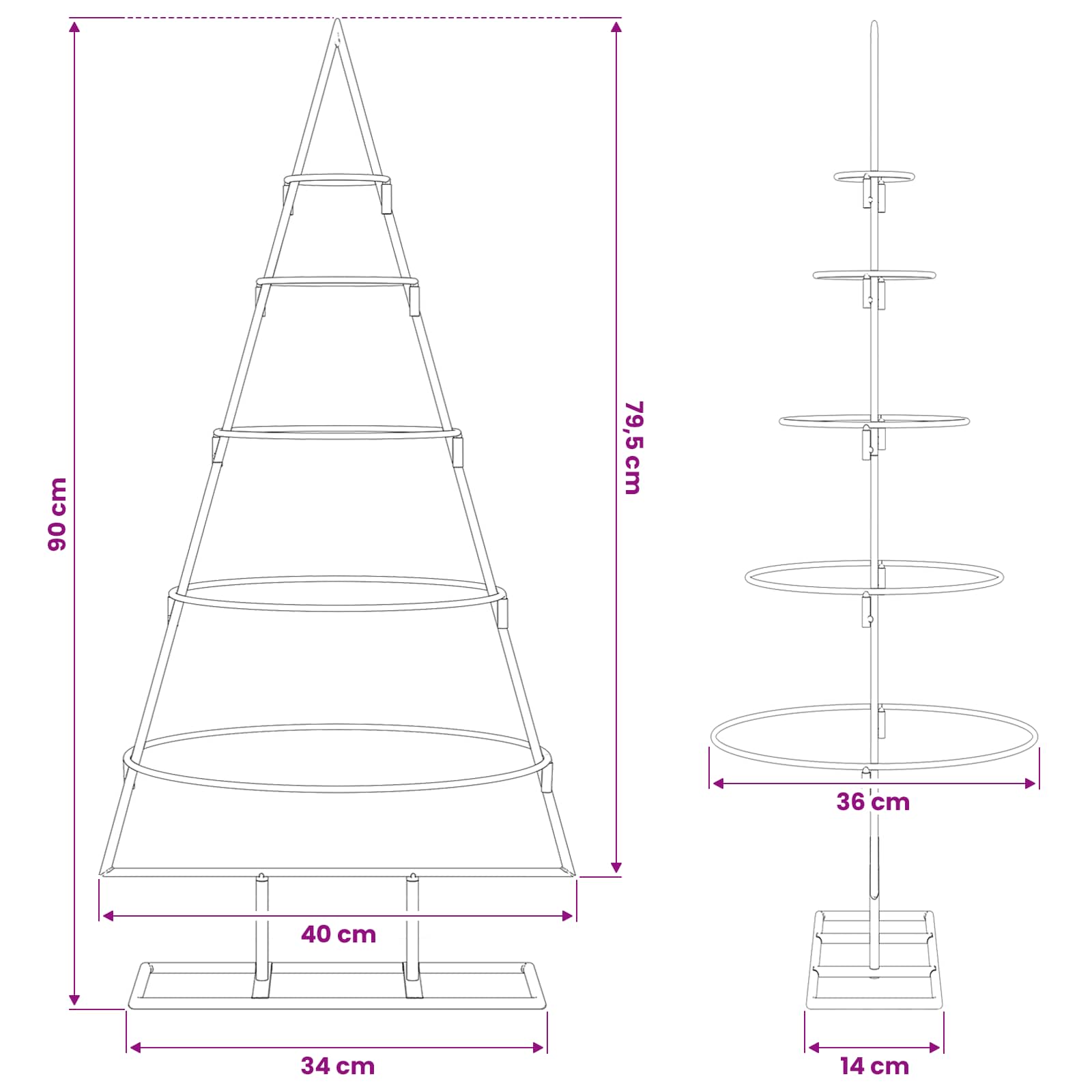 Metal Christmas Tree for Decoration Black 90 cm