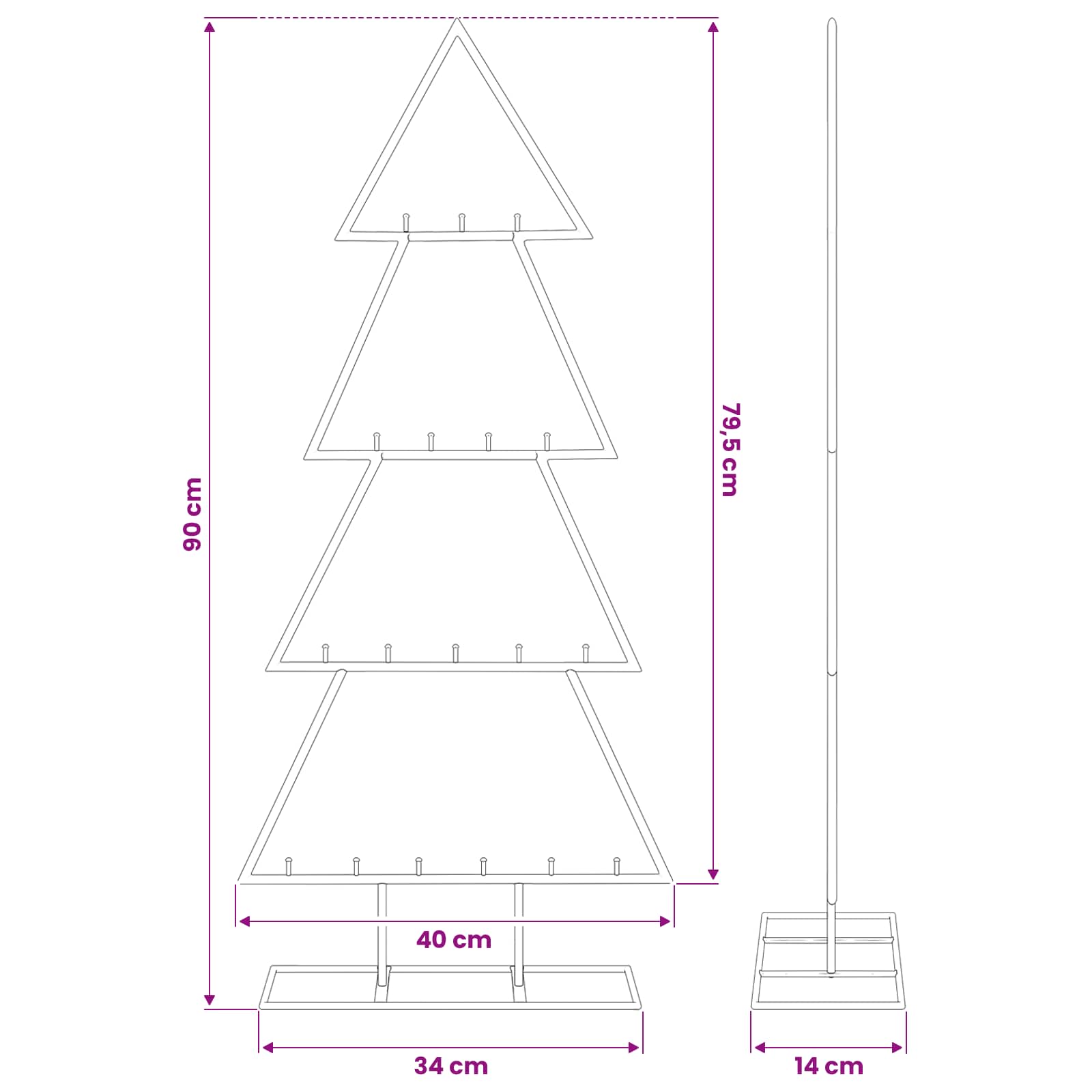 Metal Christmas Tree for Decoration Black 90 cm