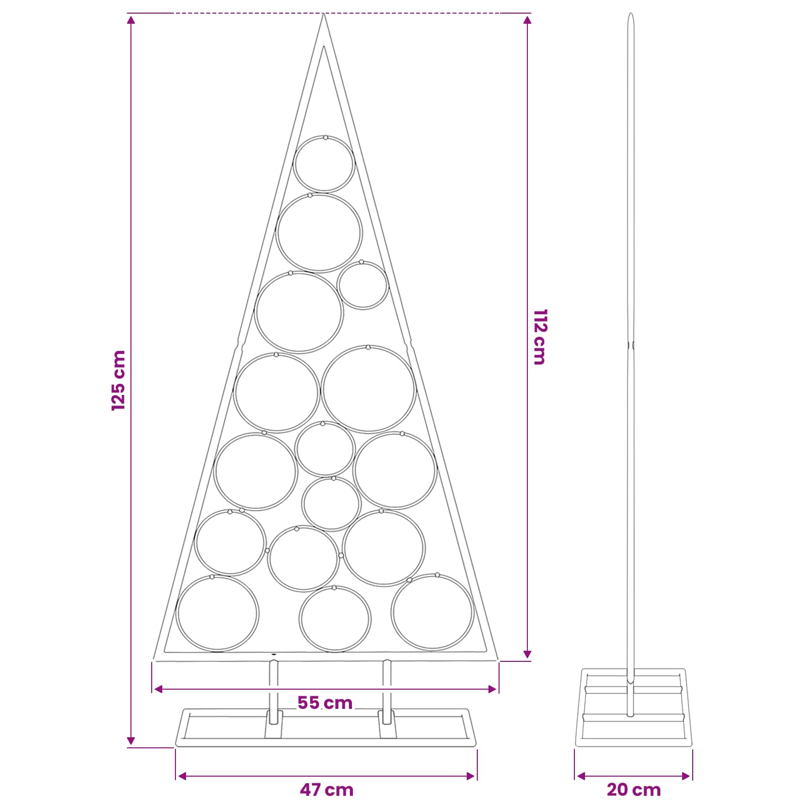 Metal Christmas Tree for Decoration Black 125 cm