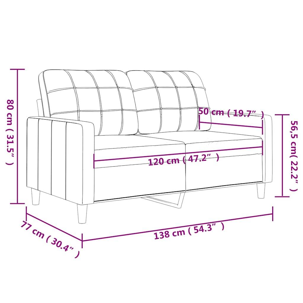2-Seater Sofa Dark Grey 120 cm Fabric