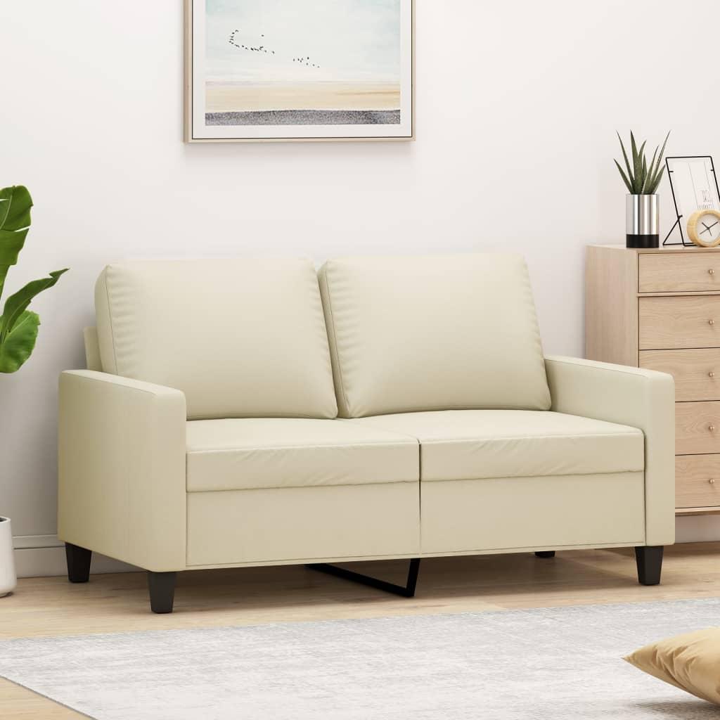 2-Seater Sofa Cream 120 cm Faux Leather