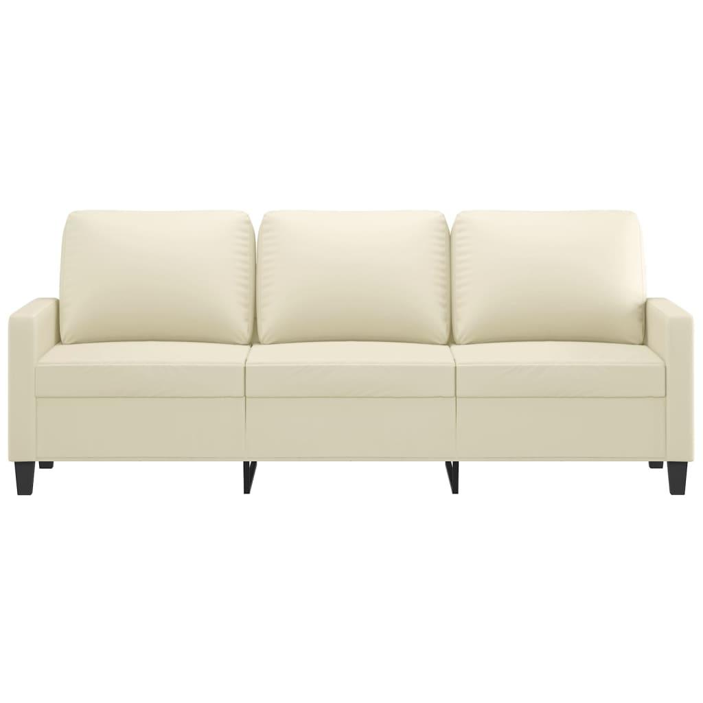 3-Seater Sofa Cream 180 cm Faux Leather