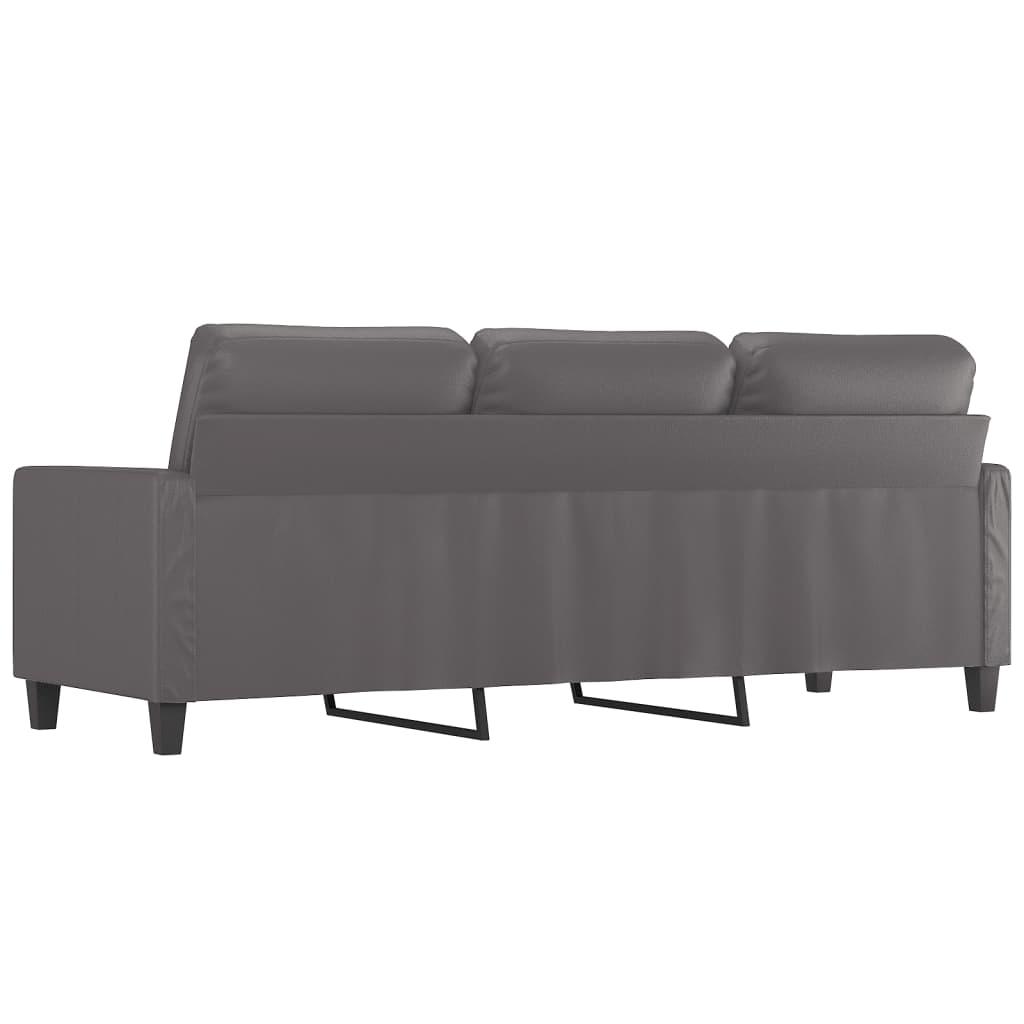3-Seater Sofa Grey 180 cm Faux Leather