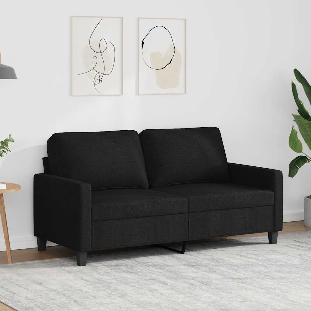2-Seater Sofa Black 140 cm Fabric
