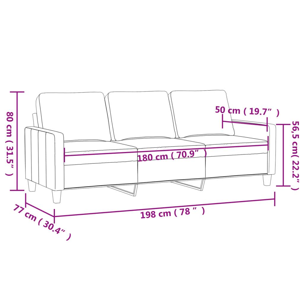 3-Seater Sofa Light Grey 180 cm Velvet