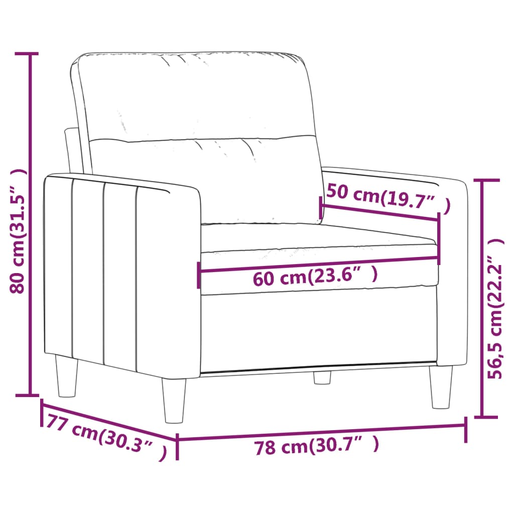 Sofa Chair Black 60 cm Fabric