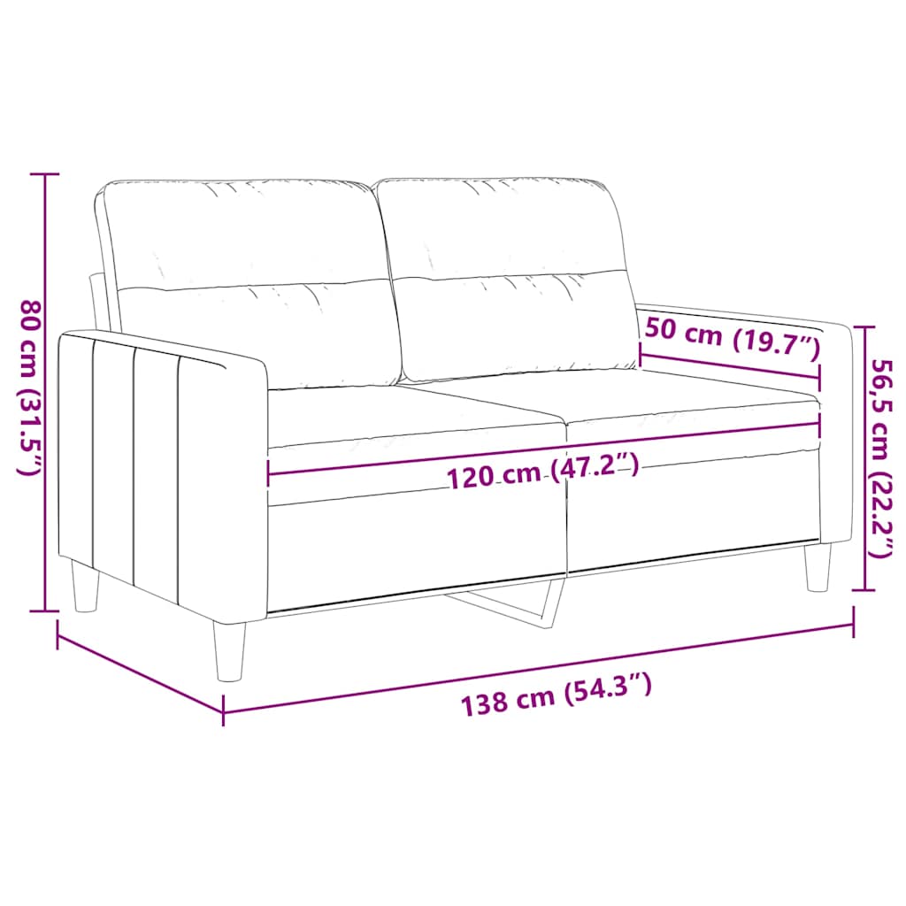 2-Seater Sofa Light Grey 120 cm Fabric