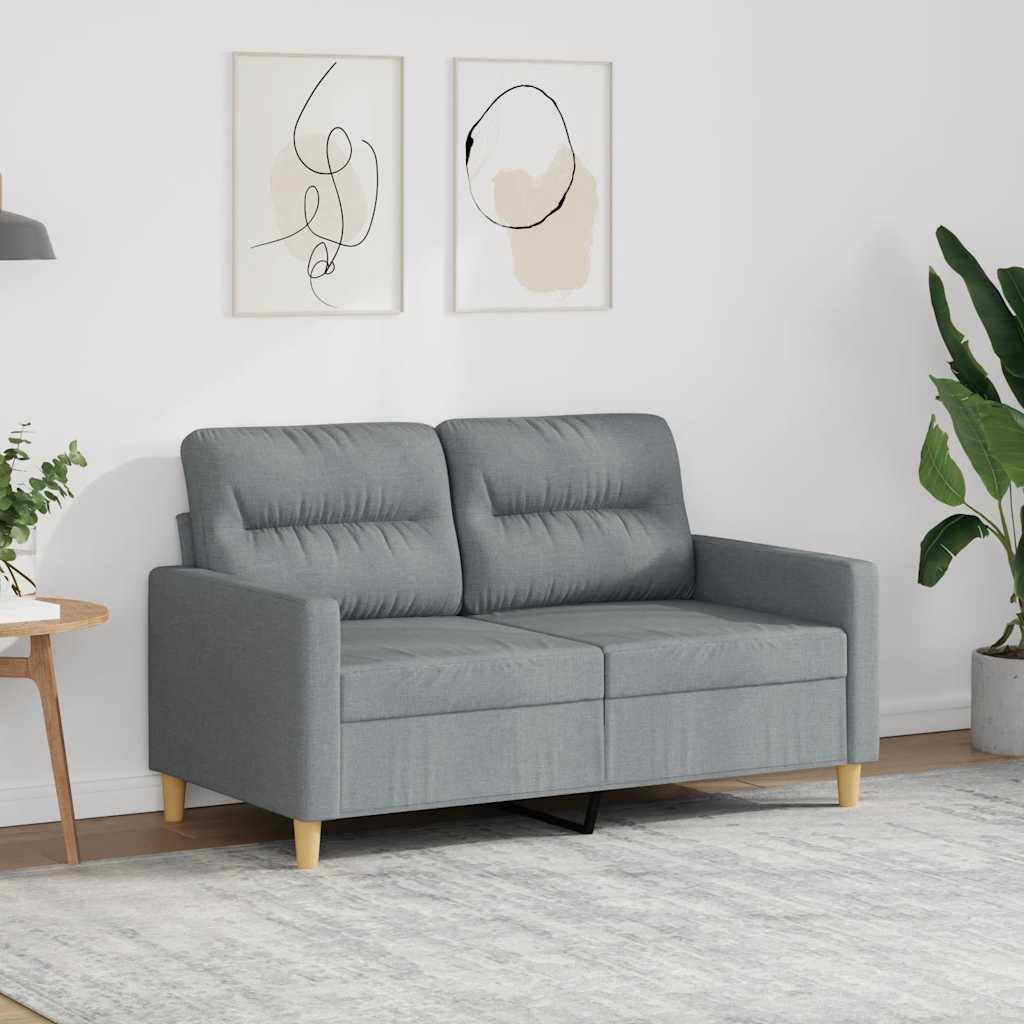 2-Seater Sofa Light Grey 120 cm Fabric