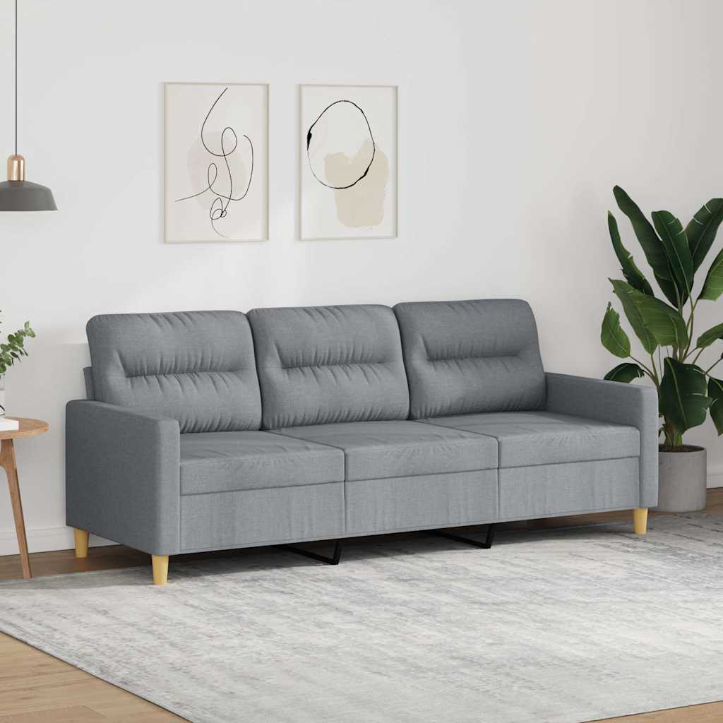 3-Seater Sofa Light Grey 180 cm Fabric