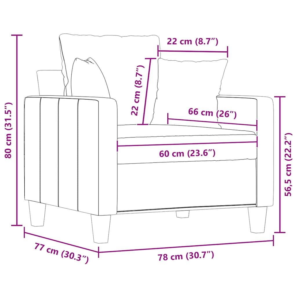 Sofa Chair Dark Grey 60 cm Fabric