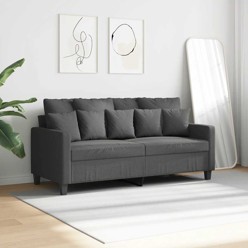 2-Seater Sofa Dark Grey 140 cm Fabric