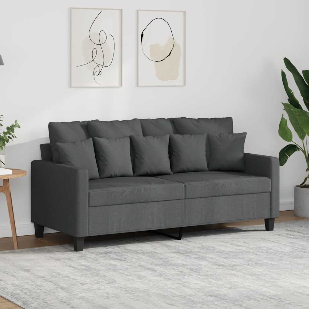 2-Seater Sofa Dark Grey 140 cm Fabric