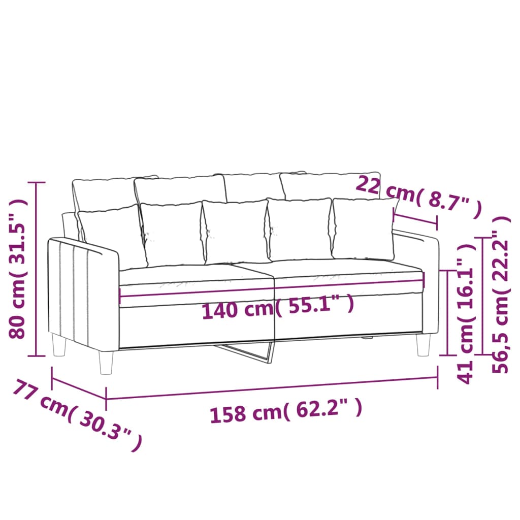 2-Seater Sofa Black 140 cm Velvet