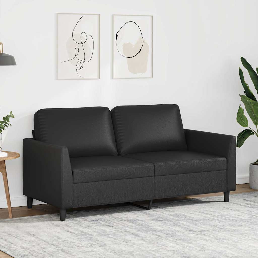 2-Seater Sofa Black 140 cm Faux Leather