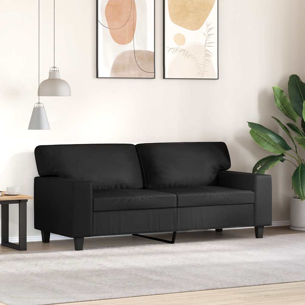 2-Seater Sofa Black 140 cm Faux Leather