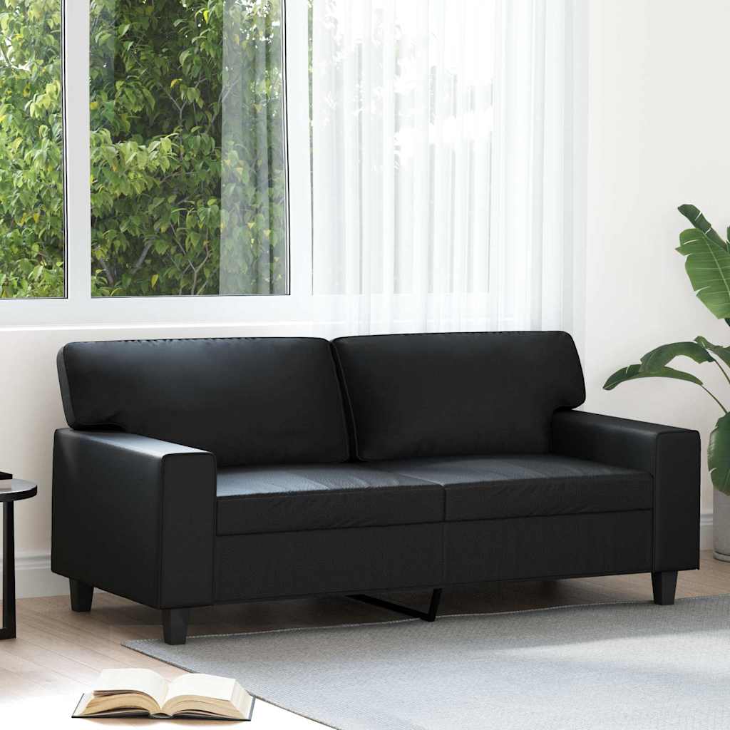 2-Seater Sofa Black 140 cm Faux Leather
