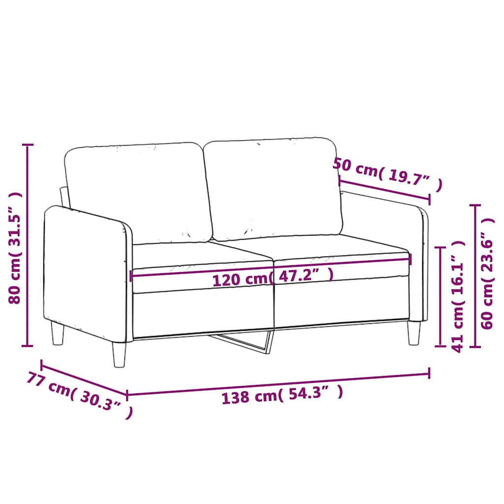 2-Seater Sofa Black 120 cm Fabric