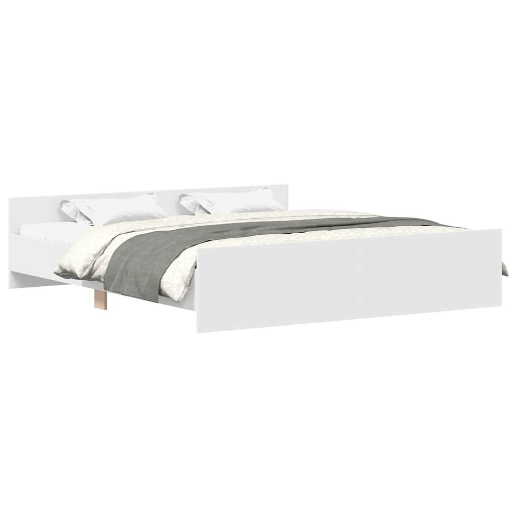 Bed Frame without Mattress White 183x203 cm King