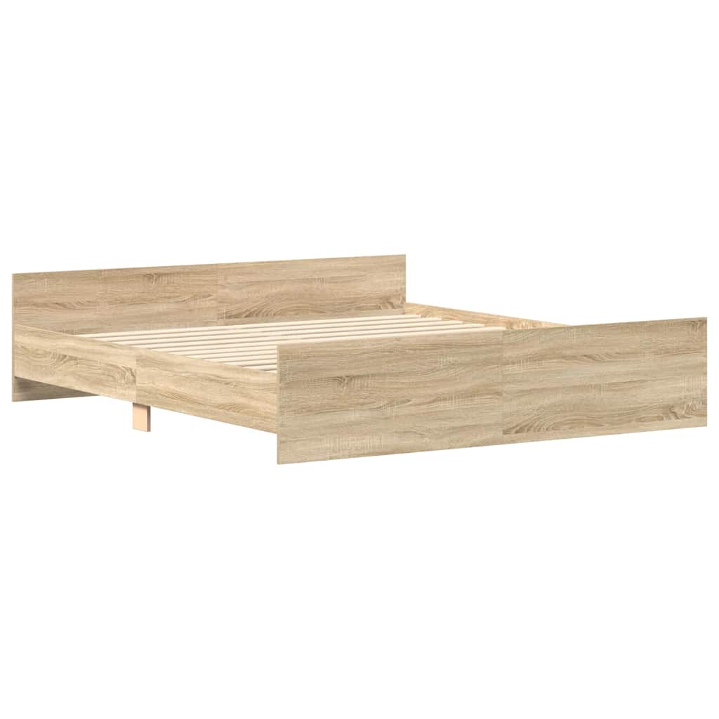 Bed Frame without Mattress Sonoma Oak 183x203 cm King