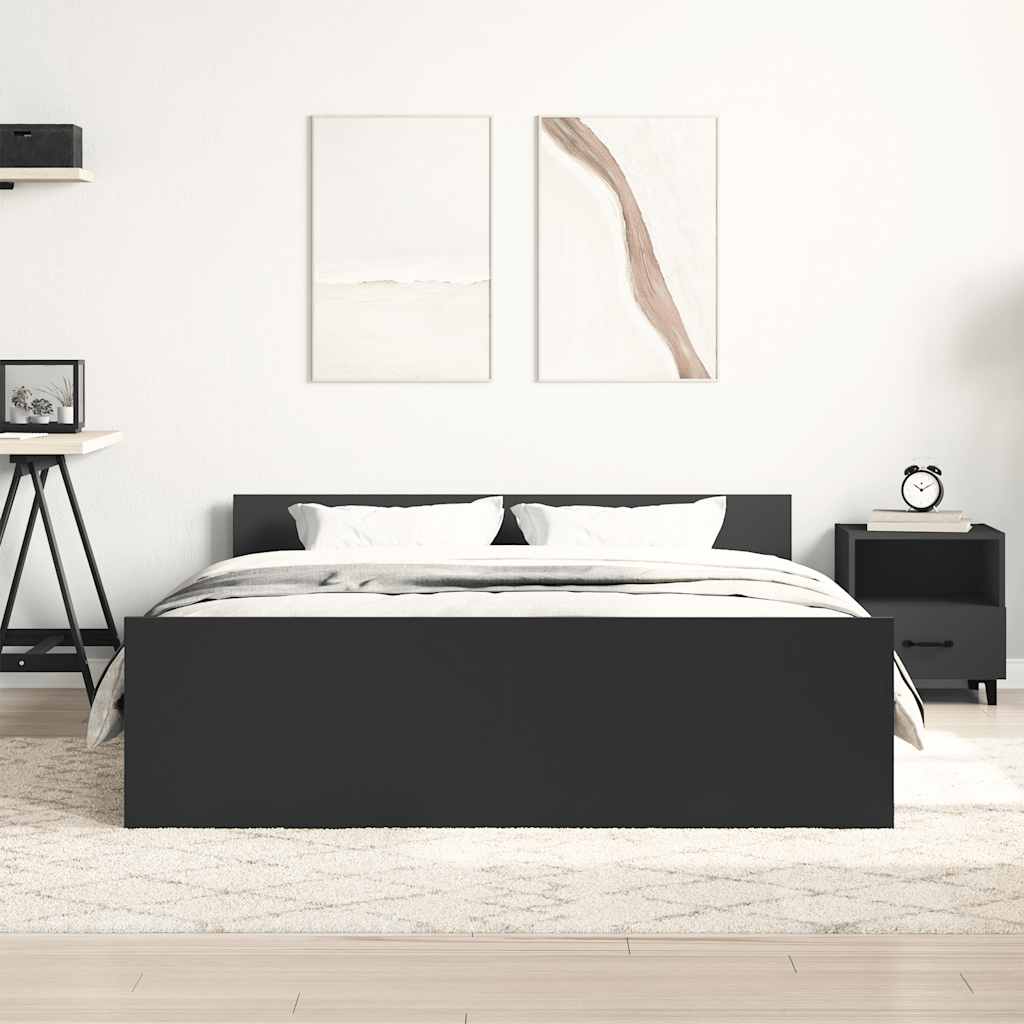 Bed Frame without Mattress Black 135x190 cm