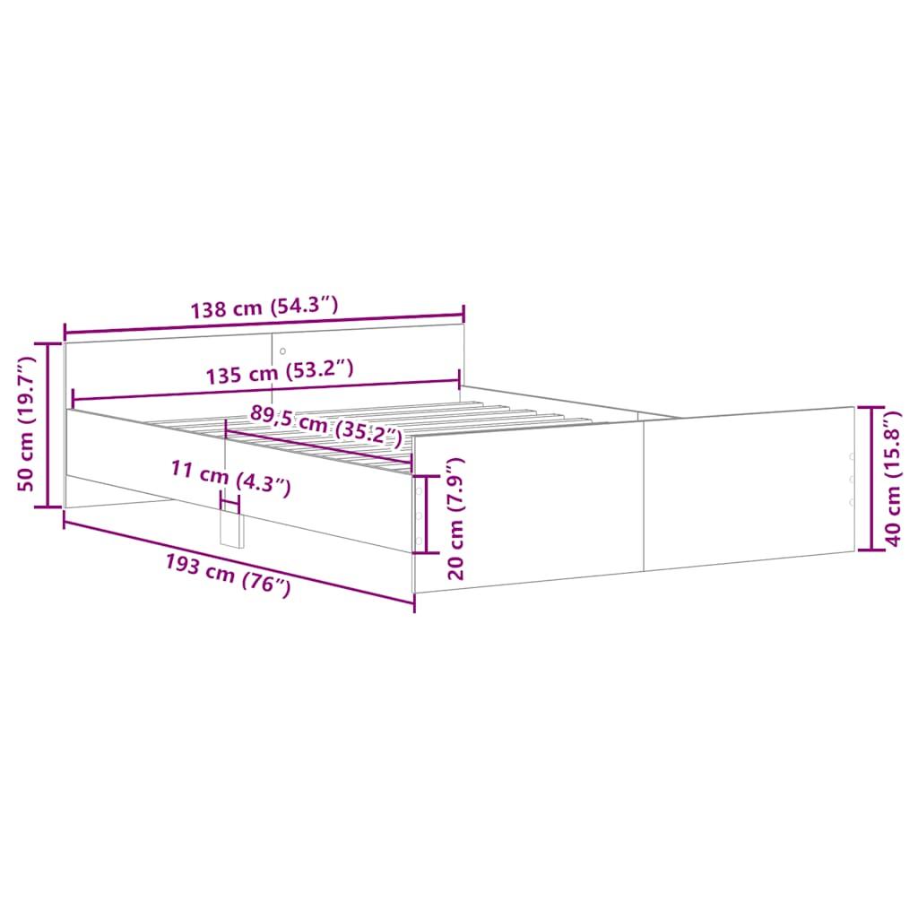 Bed Frame without Mattress Black 135x190 cm