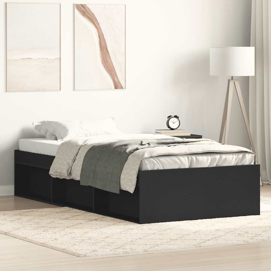 Bed Frame without Mattress Black 90x190 cm