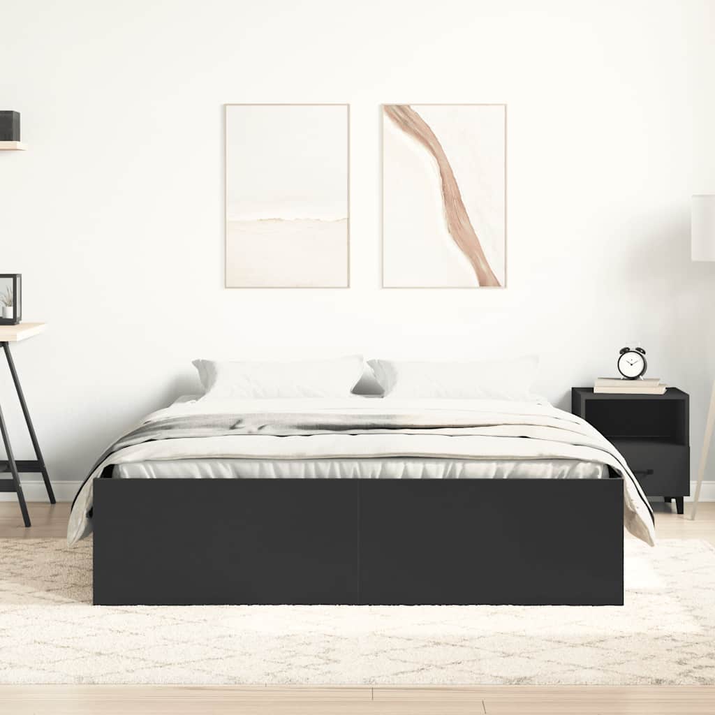 Bed Frame without Mattress Black 150x200 cm