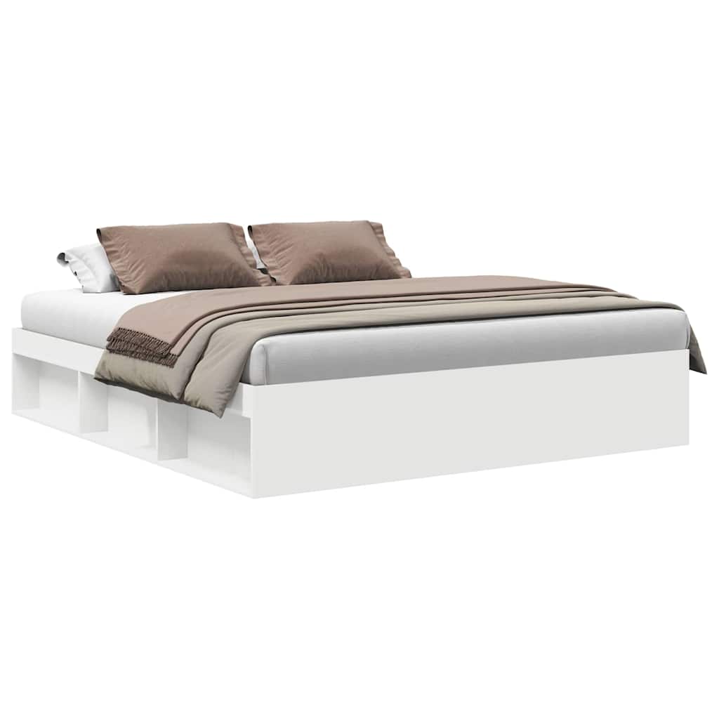 Bed Frame without Mattress White 183x203 cm King
