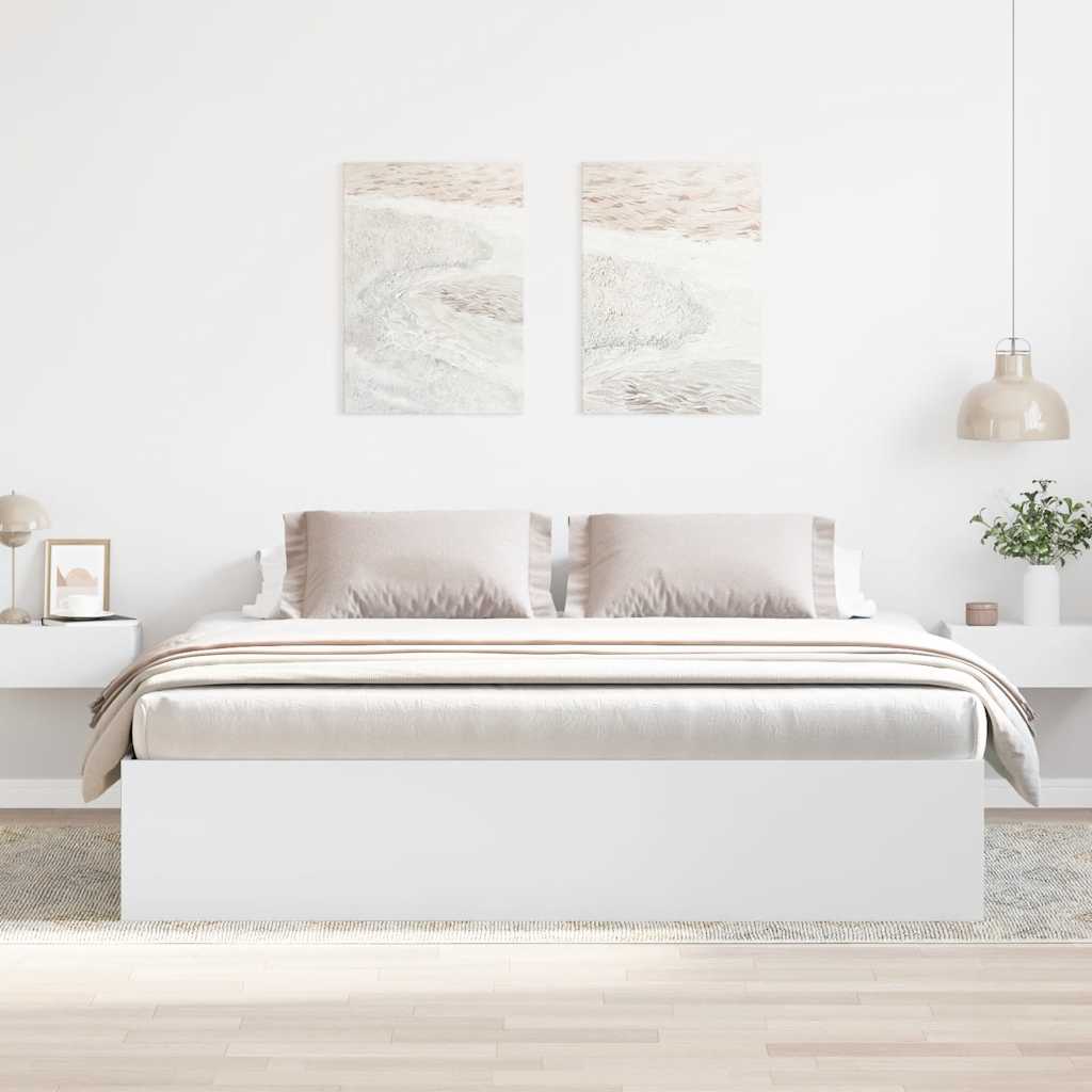 Bed Frame without Mattress White 183x203 cm King