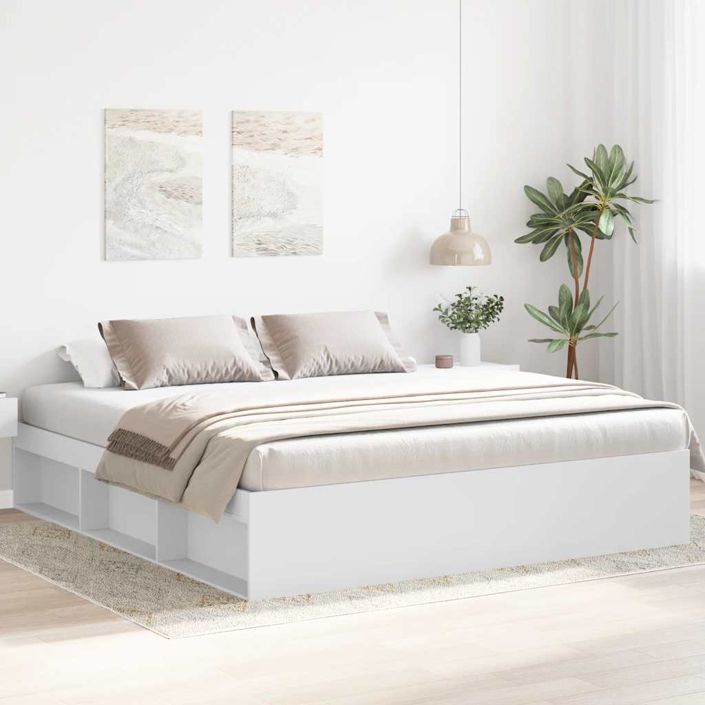 Bed Frame without Mattress White 183x203 cm King