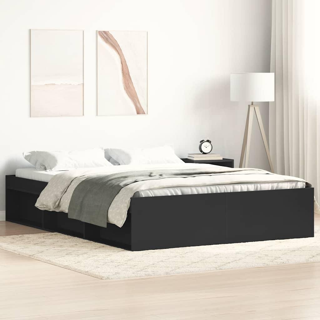 Bed Frame without Mattress Black 135x190 cm