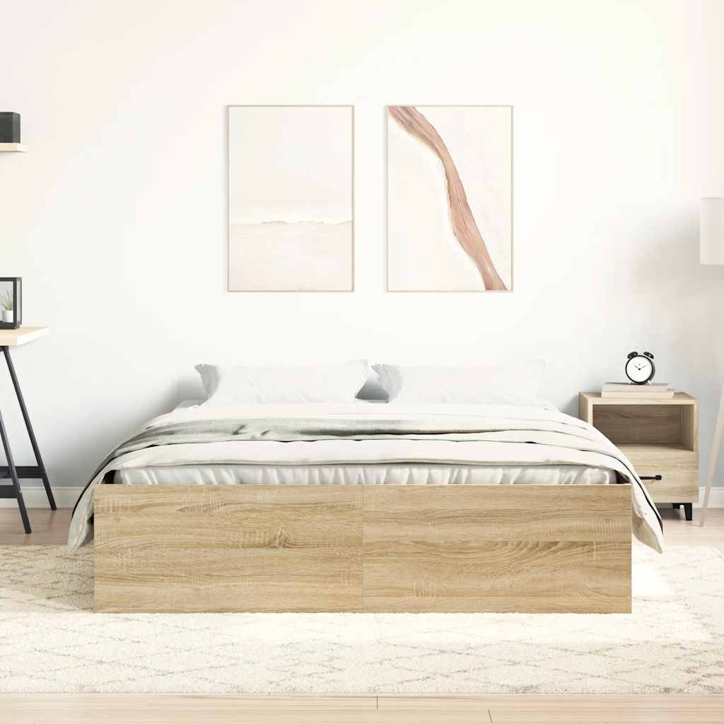Bed Frame without Mattress Sonoma Oak 135x190 cm